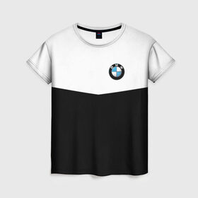 Женская футболка 3D с принтом BMW SPORT в Белгороде, 100% полиэфир ( синтетическое хлопкоподобное полотно) | прямой крой, круглый вырез горловины, длина до линии бедер | бмв | марка | машины