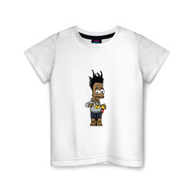 Детская футболка хлопок с принтом Bart ODB в Белгороде, 100% хлопок | круглый вырез горловины, полуприлегающий силуэт, длина до линии бедер | bart | hip hop | method man | ol dirty bastard | rap | rip | rza | simpsons | wu tang clan | барт | ву тэнг | рэп | хип хоп