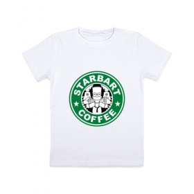 Детская футболка хлопок с принтом Starbart в Белгороде, 100% хлопок | круглый вырез горловины, полуприлегающий силуэт, длина до линии бедер | bart | simpsons | барт | лого | старбакс