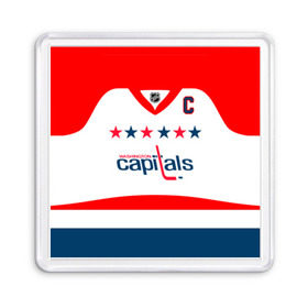 Магнит 55*55 с принтом Ovechkin Washington Capitals White в Белгороде, Пластик | Размер: 65*65 мм; Размер печати: 55*55 мм | овечкин | ови