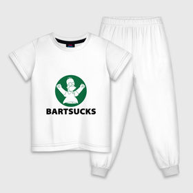 Детская пижама хлопок с принтом Bartsucks в Белгороде, 100% хлопок |  брюки и футболка прямого кроя, без карманов, на брюках мягкая резинка на поясе и по низу штанин
 | bart | homer | simpsons | барт | гомер | старбакс