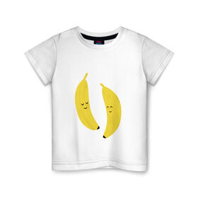 Детская футболка хлопок с принтом Бананы в Белгороде, 100% хлопок | круглый вырез горловины, полуприлегающий силуэт, длина до линии бедер | Тематика изображения на принте: 