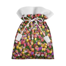 Подарочный 3D мешок с принтом Разноцветные тюльпаны в Белгороде, 100% полиэстер | Размер: 29*39 см | 8 марта | tulip | белый | букет | желтый | зеленый | красный | паттерн | розовый | тюльпан | тюльпанчики | цветок | цветочки | цветы