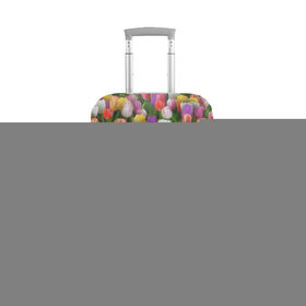 Чехол для чемодана 3D с принтом Разноцветные тюльпаны в Белгороде, 86% полиэфир, 14% спандекс | двустороннее нанесение принта, прорези для ручек и колес | Тематика изображения на принте: 8 марта | tulip | белый | букет | желтый | зеленый | красный | паттерн | розовый | тюльпан | тюльпанчики | цветок | цветочки | цветы