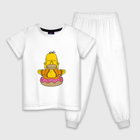 Детская пижама хлопок с принтом Гомерчик в Белгороде, 100% хлопок |  брюки и футболка прямого кроя, без карманов, на брюках мягкая резинка на поясе и по низу штанин
 | donut | homer | simpsons | будда | гомер | пончик