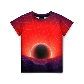 Детская футболка 3D с принтом Космическая планета в Белгороде, 100% гипоаллергенный полиэфир | прямой крой, круглый вырез горловины, длина до линии бедер, чуть спущенное плечо, ткань немного тянется | nebula | space | star | астрономия | вселенная | звезды | космический | космос | планеты