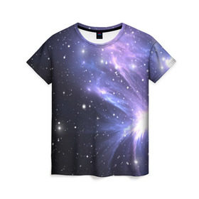 Женская футболка 3D с принтом Сияние звёзд в Белгороде, 100% полиэфир ( синтетическое хлопкоподобное полотно) | прямой крой, круглый вырез горловины, длина до линии бедер | nebula | space | star | астрономия | вселенная | звезды | космический | космос | планеты