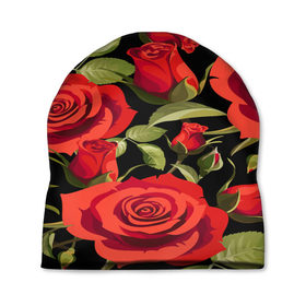 Шапка 3D с принтом Великолепные розы в Белгороде, 100% полиэстер | универсальный размер, печать по всей поверхности изделия | flower | pattern | spring | букет | весна | паттерн | праздник | розы | цветочный | цветы