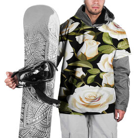 Накидка на куртку 3D с принтом Белые розы в Белгороде, 100% полиэстер |  | flower | pattern | spring | букет | весна | паттерн | праздник | розы | цветочный | цветы