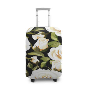 Чехол для чемодана 3D с принтом Белые розы в Белгороде, 86% полиэфир, 14% спандекс | двустороннее нанесение принта, прорези для ручек и колес | flower | pattern | spring | букет | весна | паттерн | праздник | розы | цветочный | цветы