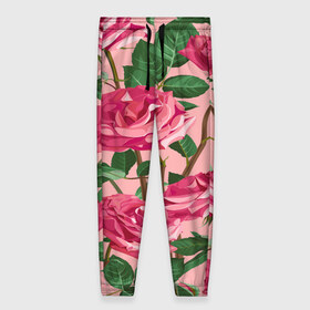 Женские брюки 3D с принтом Rose flower в Белгороде, полиэстер 100% | прямой крой, два кармана без застежек по бокам, с мягкой трикотажной резинкой на поясе и по низу штанин. В поясе для дополнительного комфорта — широкие завязки | 