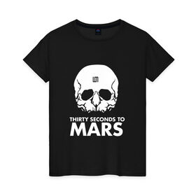 Женская футболка хлопок с принтом Thirty Seconds to Mars в Белгороде, 100% хлопок | прямой крой, круглый вырез горловины, длина до линии бедер, слегка спущенное плечо | 