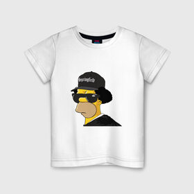 Детская футболка хлопок с принтом Springfield в Белгороде, 100% хлопок | круглый вырез горловины, полуприлегающий силуэт, длина до линии бедер | compton | hip hop | ice cube | nwa | rap | simpsons | голос улиц | комптон | рэп | хип хоп