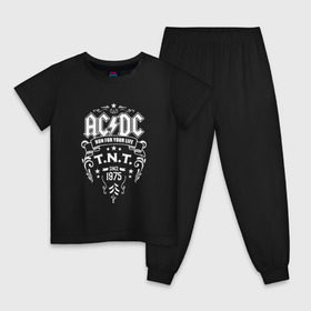Детская пижама хлопок с принтом AC/DC run for your life в Белгороде, 100% хлопок |  брюки и футболка прямого кроя, без карманов, на брюках мягкая резинка на поясе и по низу штанин
 | Тематика изображения на принте: ac dc | acdc ас дс | асдс