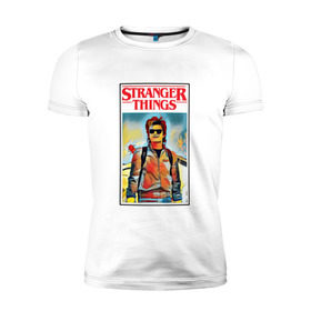 Мужская футболка премиум с принтом Stranger Things в Белгороде, 92% хлопок, 8% лайкра | приталенный силуэт, круглый вырез ворота, длина до линии бедра, короткий рукав | stranger things | очень странные дела