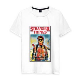 Мужская футболка хлопок с принтом Stranger Things в Белгороде, 100% хлопок | прямой крой, круглый вырез горловины, длина до линии бедер, слегка спущенное плечо. | stranger things | очень странные дела