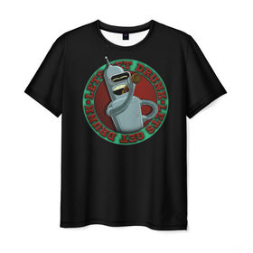 Мужская футболка 3D с принтом Let`s Get Drunk в Белгороде, 100% полиэфир | прямой крой, круглый вырез горловины, длина до линии бедер | bender rodriguez | fry | futurama | бендер | зойдберг | лила | родригез | фрай | футурама