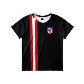 Детская футболка 3D с принтом Atletico Madrid Line Edition в Белгороде, 100% гипоаллергенный полиэфир | прямой крой, круглый вырез горловины, длина до линии бедер, чуть спущенное плечо, ткань немного тянется | атлетико мадрид | эмблема
