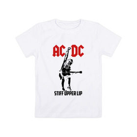 Детская футболка хлопок с принтом AC/DC stiff upper lip в Белгороде, 100% хлопок | круглый вырез горловины, полуприлегающий силуэт, длина до линии бедер | ac dc | acdc | acdc ас дс | австралийская | ангус янг | асдс | блюз | группа | крис слэйд | метал | молния | музыка | музыканты | певцы | рок | рок н ролл | стиви янг | хард | хардрок | эксл роуз