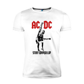 Мужская футболка премиум с принтом AC/DC stiff upper lip в Белгороде, 92% хлопок, 8% лайкра | приталенный силуэт, круглый вырез ворота, длина до линии бедра, короткий рукав | ac dc | acdc | acdc ас дс | австралийская | ангус янг | асдс | блюз | группа | крис слэйд | метал | молния | музыка | музыканты | певцы | рок | рок н ролл | стиви янг | хард | хардрок | эксл роуз