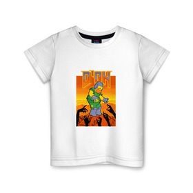 Детская футболка хлопок с принтом Doom D`Oh в Белгороде, 100% хлопок | круглый вырез горловины, полуприлегающий силуэт, длина до линии бедер | doh | doom | homer | simpsons | гомер | дум