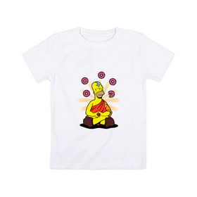 Детская футболка хлопок с принтом Homer Relax в Белгороде, 100% хлопок | круглый вырез горловины, полуприлегающий силуэт, длина до линии бедер | simpsons | аватар | буддизм | гомер