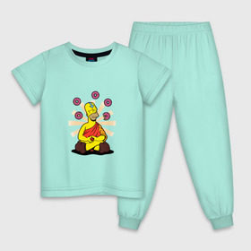 Детская пижама хлопок с принтом Homer Relax в Белгороде, 100% хлопок |  брюки и футболка прямого кроя, без карманов, на брюках мягкая резинка на поясе и по низу штанин
 | Тематика изображения на принте: simpsons | аватар | буддизм | гомер