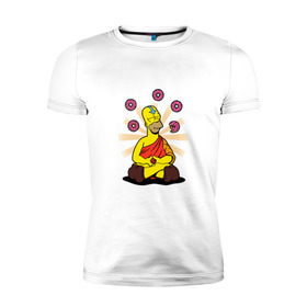 Мужская футболка премиум с принтом Homer Relax в Белгороде, 92% хлопок, 8% лайкра | приталенный силуэт, круглый вырез ворота, длина до линии бедра, короткий рукав | Тематика изображения на принте: simpsons | аватар | буддизм | гомер