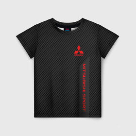 Детская футболка 3D с принтом MITSUBISHI SPORT в Белгороде, 100% гипоаллергенный полиэфир | прямой крой, круглый вырез горловины, длина до линии бедер, чуть спущенное плечо, ткань немного тянется |  машина | марка | митсубиси
