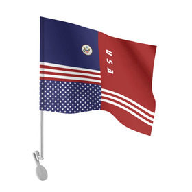 Флаг для автомобиля с принтом USA (США) в Белгороде, 100% полиэстер | Размер: 30*21 см | us | usa | америка | американец | американка | американцы | америки | герб | доллар | знак | надпись | патриот | полосы | символ | соединенные | страна | сша | флаг | флага | цвета | штаты