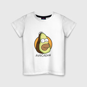 Детская футболка хлопок с принтом Avocadoh в Белгороде, 100% хлопок | круглый вырез горловины, полуприлегающий силуэт, длина до линии бедер | doh | homer | simpsons | авокадо | гомер