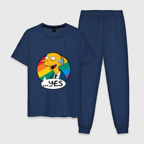 Мужская пижама хлопок с принтом Мистер Бёрнс в Белгороде, 100% хлопок | брюки и футболка прямого кроя, без карманов, на брюках мягкая резинка на поясе и по низу штанин
 | Тематика изображения на принте: simpsons
