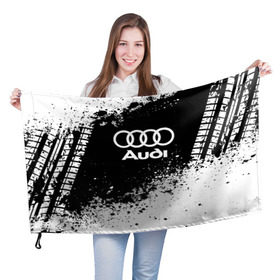 Флаг 3D с принтом Audi abstract sport в Белгороде, 100% полиэстер | плотность ткани — 95 г/м2, размер — 67 х 109 см. Принт наносится с одной стороны | ауди | кольца | лого | машина