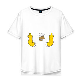 Мужская футболка хлопок Oversize с принтом Гомер в Белгороде, 100% хлопок | свободный крой, круглый ворот, “спинка” длиннее передней части | homer | simpsons | гомер