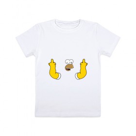 Детская футболка хлопок с принтом Гомер в Белгороде, 100% хлопок | круглый вырез горловины, полуприлегающий силуэт, длина до линии бедер | Тематика изображения на принте: homer | simpsons | гомер