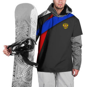 Накидка на куртку 3D с принтом RUSSIA SPORT в Белгороде, 100% полиэстер |  | russia | sport | белый | герб | двуглавый орел | красный | патриот | россия | синий | спорт | спортивные | триколор | униформа
