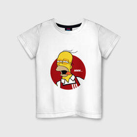 Детская футболка хлопок с принтом Гомер Симпсон в Белгороде, 100% хлопок | круглый вырез горловины, полуприлегающий силуэт, длина до линии бедер | 