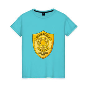 Женская футболка хлопок с принтом Полиция Спрингфилда в Белгороде, 100% хлопок | прямой крой, круглый вырез горловины, длина до линии бедер, слегка спущенное плечо | police | simpsons | springfield