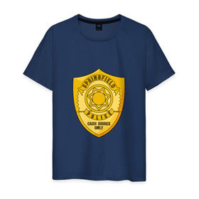 Мужская футболка хлопок с принтом Полиция Спрингфилда в Белгороде, 100% хлопок | прямой крой, круглый вырез горловины, длина до линии бедер, слегка спущенное плечо. | police | simpsons | springfield