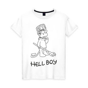 Женская футболка хлопок с принтом Bart Lil Peep в Белгороде, 100% хлопок | прямой крой, круглый вырез горловины, длина до линии бедер, слегка спущенное плечо | bart simpson | lil peep | барт симпсоны | лил пип