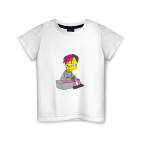 Детская футболка хлопок с принтом Bart Lili Peep в Белгороде, 100% хлопок | круглый вырез горловины, полуприлегающий силуэт, длина до линии бедер | bart simpson | lil peep | барт симпсон | лил пип