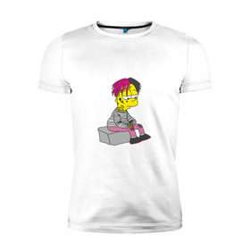 Мужская футболка премиум с принтом Bart Lili Peep в Белгороде, 92% хлопок, 8% лайкра | приталенный силуэт, круглый вырез ворота, длина до линии бедра, короткий рукав | bart simpson | lil peep | барт симпсон | лил пип