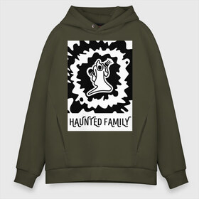 Мужское худи Oversize хлопок с принтом Haunted Family в Белгороде, френч-терри — 70% хлопок, 30% полиэстер. Мягкий теплый начес внутри —100% хлопок | боковые карманы, эластичные манжеты и нижняя кромка, капюшон на магнитной кнопке | 