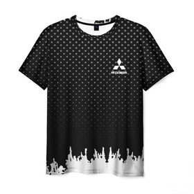 Мужская футболка 3D с принтом Mitsubishi abstract black 2018 в Белгороде, 100% полиэфир | прямой крой, круглый вырез горловины, длина до линии бедер |  машина | марка | митсубиси