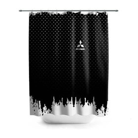 Штора 3D для ванной с принтом Mitsubishi abstract black 2018 в Белгороде, 100% полиэстер | плотность материала — 100 г/м2. Стандартный размер — 146 см х 180 см. По верхнему краю — пластиковые люверсы для креплений. В комплекте 10 пластиковых колец |  машина | марка | митсубиси