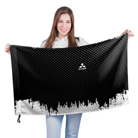 Флаг 3D с принтом Mitsubishi abstract black 2018 в Белгороде, 100% полиэстер | плотность ткани — 95 г/м2, размер — 67 х 109 см. Принт наносится с одной стороны |  машина | марка | митсубиси