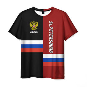 Мужская футболка 3D с принтом St.Petersburg Санкт-Петербург в Белгороде, 100% полиэфир | прямой крой, круглый вырез горловины, длина до линии бедер | ленинград | питер