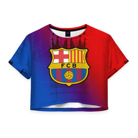 Женская футболка 3D укороченная с принтом FC Barcelona color sport в Белгороде, 100% полиэстер | круглая горловина, длина футболки до линии талии, рукава с отворотами | Тематика изображения на принте: football | soccer | барселона