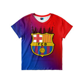 Детская футболка 3D с принтом FC Barcelona color sport в Белгороде, 100% гипоаллергенный полиэфир | прямой крой, круглый вырез горловины, длина до линии бедер, чуть спущенное плечо, ткань немного тянется | football | soccer | барселона