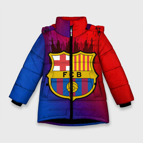 Зимняя куртка для девочек 3D с принтом FC Barcelona color sport в Белгороде, ткань верха — 100% полиэстер; подклад — 100% полиэстер, утеплитель — 100% полиэстер. | длина ниже бедра, удлиненная спинка, воротник стойка и отстегивающийся капюшон. Есть боковые карманы с листочкой на кнопках, утяжки по низу изделия и внутренний карман на молнии. 

Предусмотрены светоотражающий принт на спинке, радужный светоотражающий элемент на пуллере молнии и на резинке для утяжки. | Тематика изображения на принте: football | soccer | барселона